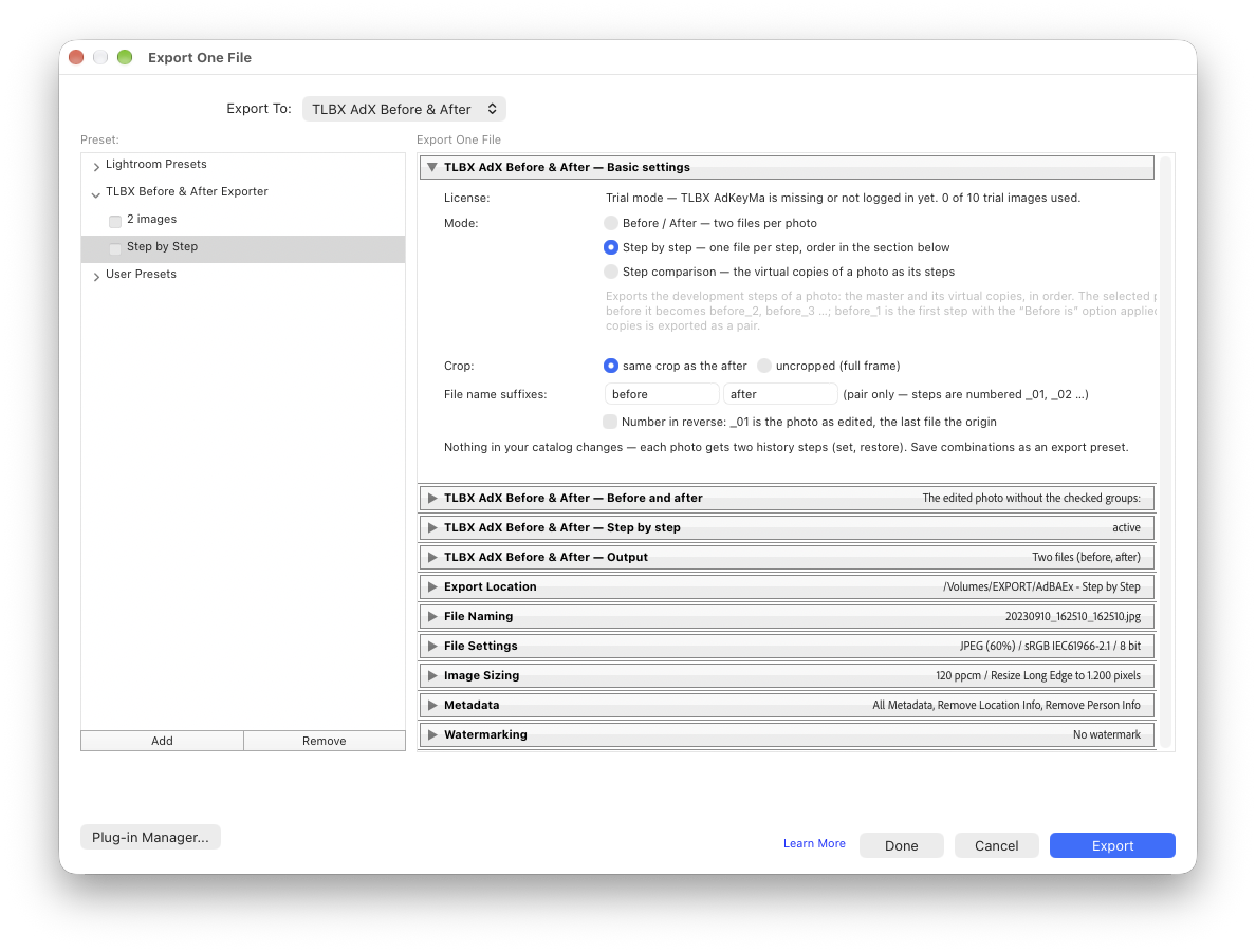 Step 1: Open the export (1)