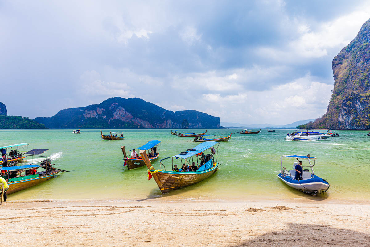 Beach with longtail boats, edited stage